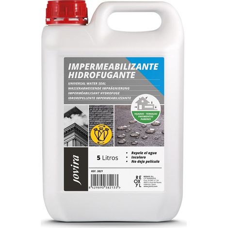 JOVIRA PINTURAS Impermeabilizzante Idrorepellente. Protezione idrorepellente totale per facciate, tetti, terrazze, marciapiedi, pareti, etc. (5 Litri, Impermeabilizzante) (1/3)