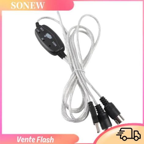 Sonew Câble d'interface MIDI vers USB Câble Convertisseur MIDI USB Plug and Play Stable et Efficace pour Piano instruments pour (1/5)
