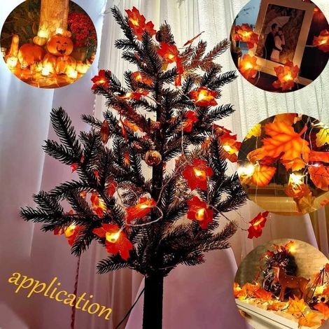 Guirlande d'automne,6m 40 Guirlandes lumineuses, Gugirlande de feuilles d'automne, Decoration halloween noel, Décoration de Thanksgiving, Decoration murale (1/5)