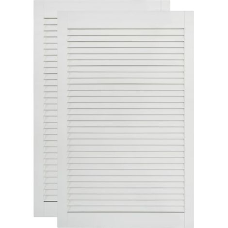 Helloshop26 – Lot de 2 portes à persiennes pour armoire – Bois de pin massif – Dimensions 99,3 x 59,4 cm – Finition blanche à base d'eau