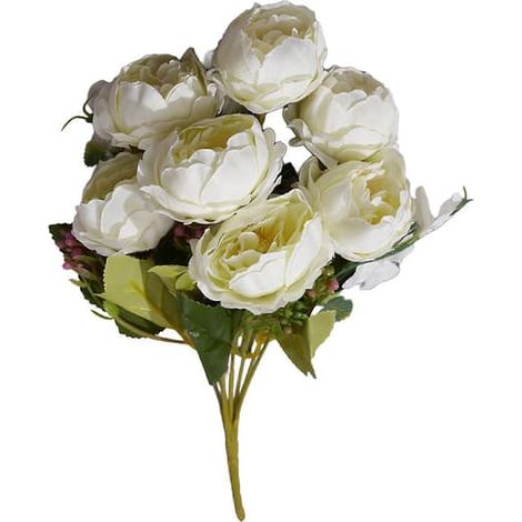 DécorationBouquet de 7 pivoines en soie blanches pour mariage et décoration de table (1/5)