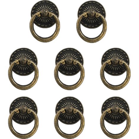 Tirador de bronce antiguo para cajones, muebles y armarios, estilo retro, un orificio, herraje decorativo, para muebles, armarios y cómodas (juego de 8), aleación de zinc. (1/5)