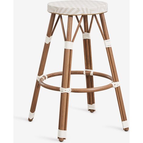 Pack de 2 tabourets hauts de jardin en aluminium et rotin synthétique Brielle Bistro SKLUM Beige nude - Blanc Gardenia ↑75 cm (1/5)