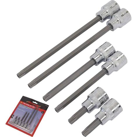 Neilsen 6pc Tamperproof Long Torx Bit Star Socket Set T40 Trx 3/8" Sockets (1/2)