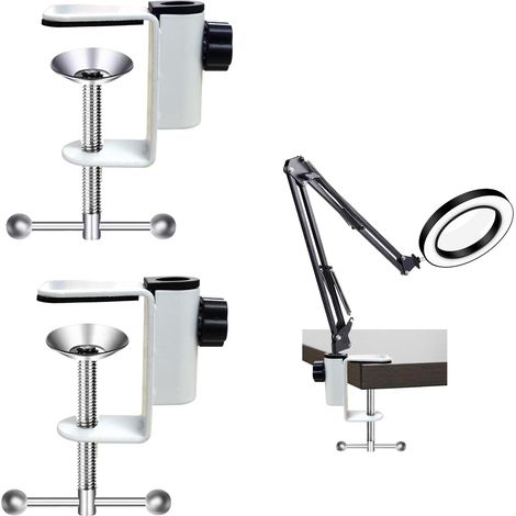 Pince C en Acier Inoxydable Clips pour Poutres I Lampes de Bureau et Chevet à Bras Long Supports Porte à Faux Métalliques Tigres Socles 2 Pièces 45 mm (1/4)