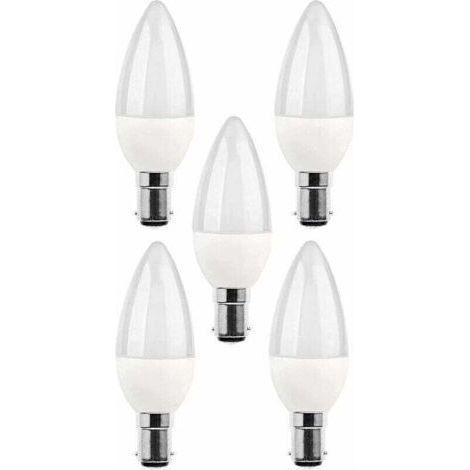 5 packs d'ampoules LED B15, ampoule incandescente 5 W, 220V 270 lm, lumière du jour 3000 K, ampoule B15 à culot baïonnette, [classe d'efficacité énergétique A+]. (1/4)