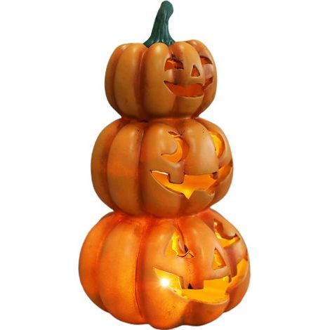 Lot de citrouilles lumineuses empilables d'Halloween pour décoration intérieure et extérieure de fête (1/5)