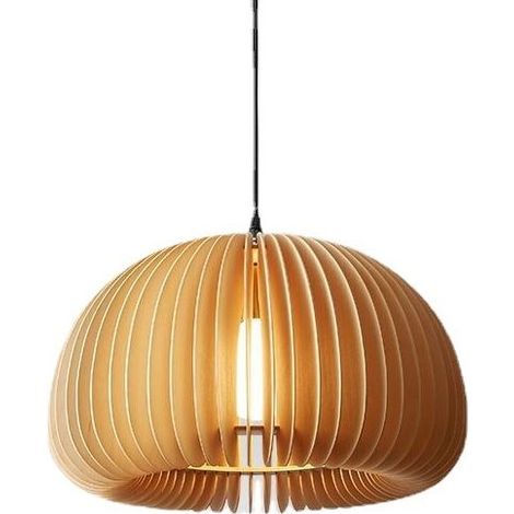 Shmshng – Lampe suspension moderne en rotin et bambou – Lustre rond rétro 10cm – Fil de suspension réglable 1m – Pour bar, café, bureau, salon (1/5)