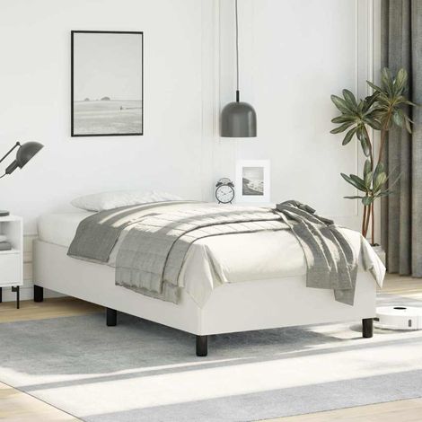 Cadre de lit blanc 100x190 cm similicuir (1/5)