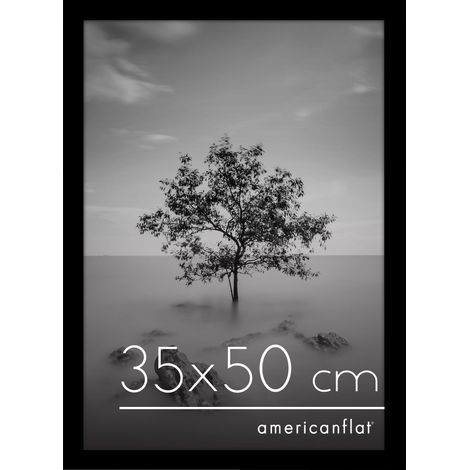 Cadre Photo 35x50 cm Noir - Cadre 50x35 cm en Bois MDF avec Plexi Poli et Matériel de Suspension - Suspension Horizontale ou Verticale (1/5)