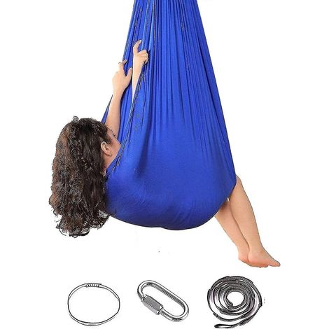 Balançoire sensorielle d'intérieur pour thérapie, compatible avec adultes, enfants et adolescents - 100 x 280 cm - Bleu (1/3)