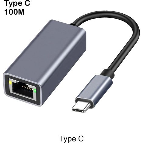 Adaptateur Ethernet (Type C 100M), convertisseur de réseau câblé RJ45, plug and play. (1/4)
