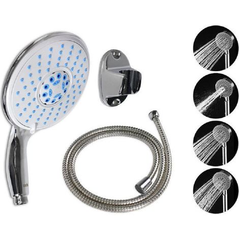 TrAdE Shop Traesio - Soffione Con Tubo Flessibile 1,8m Con Supporto Muro Doccetta Doccia Bagno 52054 -