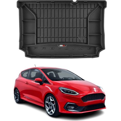 Tapis de Coffre 3D TPE Premium Compatible avec Ford Fiesta MK7 2017 à 2023 5 Portes, Bac de Protection de Coffre Intérieur antidérapant Revêtement de Coffre pour Voiture Noir