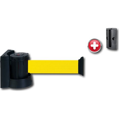 Enrouleur mural avec sangle Jaune 2,30m x 50mm plus Platine murale - 2031554 (1/3)