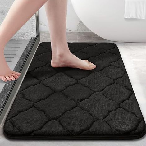 Tappetino da bagno antiscivolo, morbido tappetino da bagno in memory foam, assorbente, lavabile in lavatrice - 40 x 60 cm, nero (1/4)