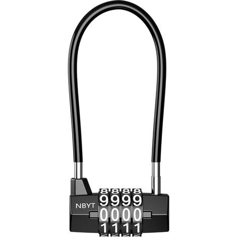 Cadenas à Combinaison, Cadenas à Anse Longue, Serrure à Combinaison à 4 Chiffres, Petit Numero Cadenas Code Résistant Aux Intempéries, Cadenas de Câble de Bagage pour Gymnase, Garage (1/5)