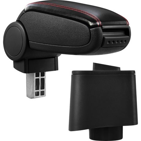 Mittelarmlehne VW Polo V 6R ab 2009 mit Staufach Kunstleder Schwarz mit roten Nähten pro.tec
