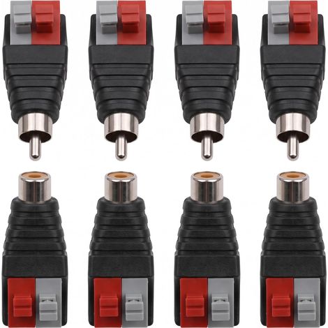 8pcs Fiche Rca Sans Soudure, Adaptateur Audio Mâle Femelle Vers Bornier (1/5)