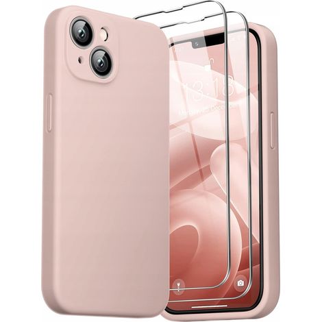 Custodia in silicone per iPhone 14 Plus da 6,7" + 2 pellicole protettive in vetro temperato 3 in 1 (1/3)