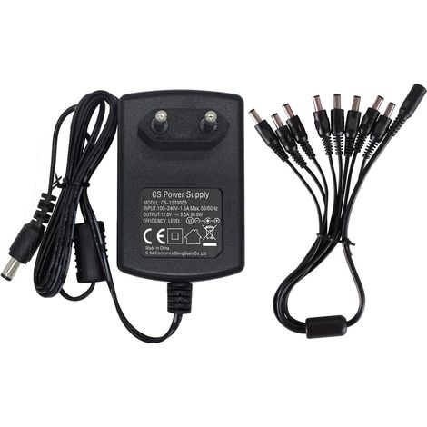 Adaptateur Secteur CA à CC 12V 3A avec câble de diviseur 8 Voies pour Les caméras de vidéosurveillance LED Bande de lumière (1/5)