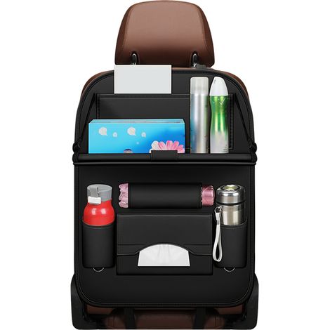 Autositz-Organizer, Auto-Organizer, Rücksitzschutz, Auto-Aufbewahrungsorganizer aus PU-Leder mit klappbarer Tischplatte, Tablettständer (1/5)