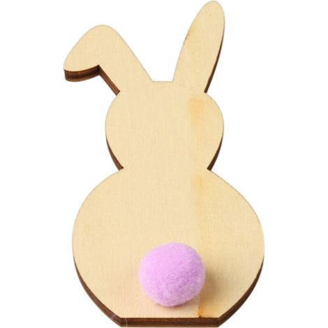 Natural Wood DIY Ornaments, Craft with Plush, 1Pc, Purple (1/5)