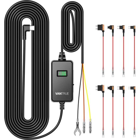 USB-C Wiring Kit with 3 Speed, ACC Cable and Screen for USB-C Dashcam, 12V/24V to 5V, Fuse Holder with Low Voltage Protection, 24H Parking Mode (1/5)