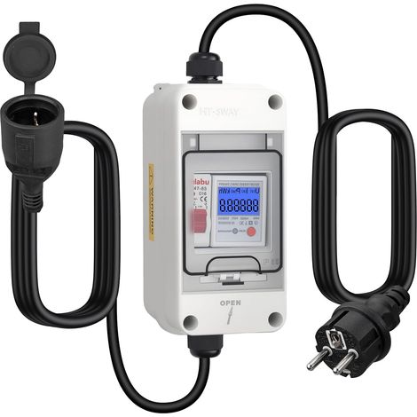 Compteur Électrique Mobile IP65 avec Disjoncteur Protection Surcharge - Compteur d'Énergie Prise Wattmètre Prise Compteur Électrique, Câble H07RN-F 3M pour Camping Caravane Chantier (1/5)