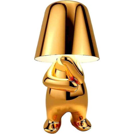 Goldene Touch-Nachttischlampe, kabellose, wiederaufladbare und tragbare Schreibtischlampe von Thinker mit USB-Ladefunktion – Gold (1/5)
