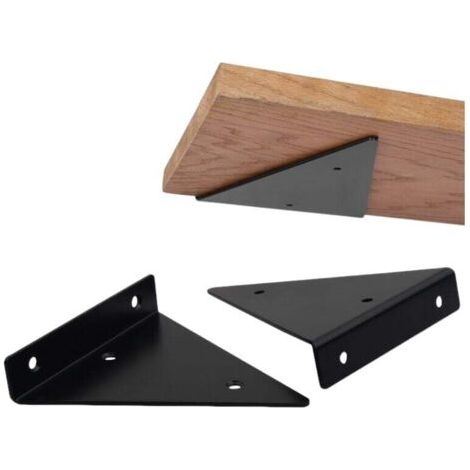 BUNTHAUS PA Etagere Murale Fixation Invisible 17cm, 2 Pièces Triangle équerre étagère Support Invisible Etagere Support d'étagère Invisible en Métal- Noir Avec 10 Vis (1/4)