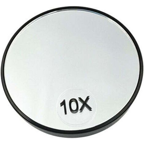 Miroir de maquillage grossissant 10x, rond grossissant , avec deux ventouses pour le rasage et le maquillage (1/4)