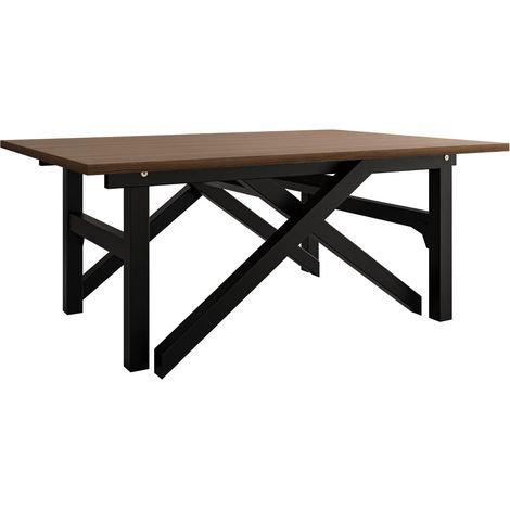 Mesa de centro convertible Oswego 151, Nogal + Negro, 40x70x100cm, Diámetro: 0, Aglomerado laminado, Angular