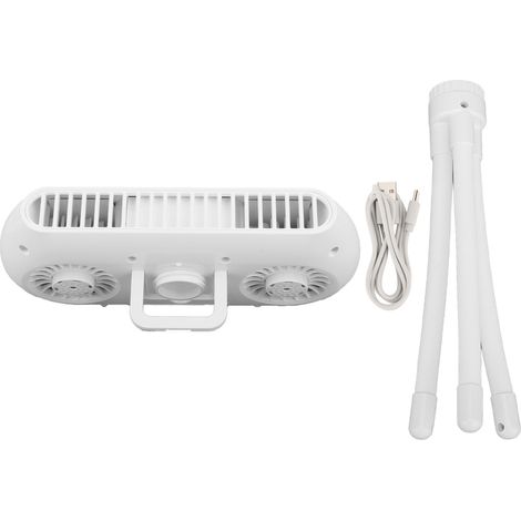 Ventilateur de bureau blanc double turbine pieuvre, 4 vitesses, boîte anti-moustique intégrée, silencieux, idéal pour bureau (1/5)