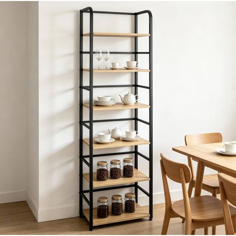 Regal 6 Ebenen mit Stauraum 50x30x176 cm MDF Metall OKMYHOME (1/4)