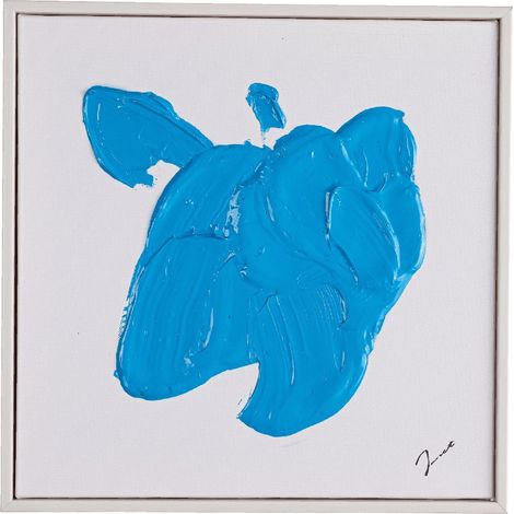 Quadro dipinto trilix blu 30 x 30 su tela dipinta a mano, struttura in legno di abete