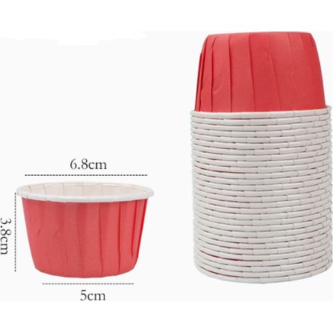 100 Cupcake-Förmchen, Kuchen-Muffin-Förmchen, hochtemperaturbeständige Backförmchen aus Aluminiumfolie, rot (1/4)