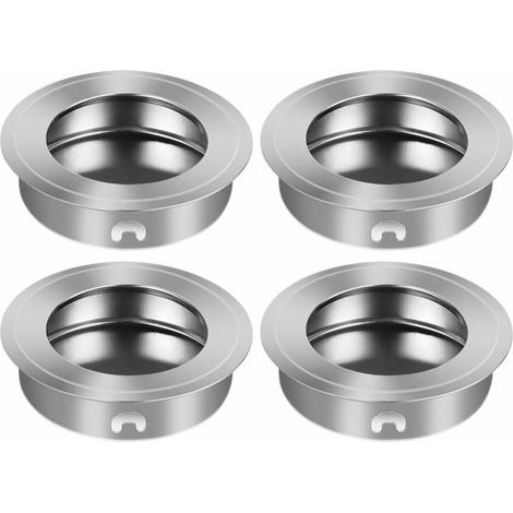 Ensemble de 4 poignées rondes encastrées pour portes coulissantes Poignées plates en acier inoxydable de 35 mm (1/5)