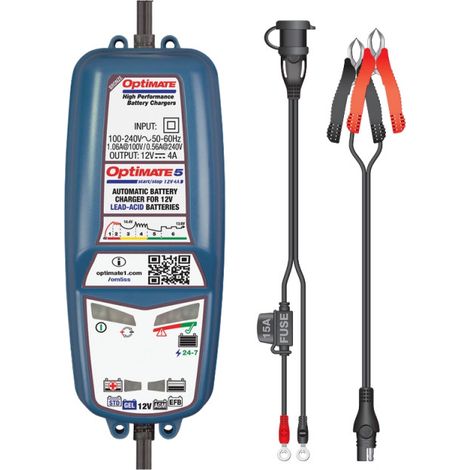 Chargeur de batterie moto 12V 4A TM220 – Démarrage basse tension 2V – Récupération par désulfatation – Intérieur/extérieur -20°C – Tecmate