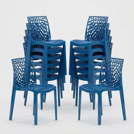 Lot de 22 Chaises Gruvyer Grand Soleil nid d'abeille colorées promo prix stock - Bleu (1/5)