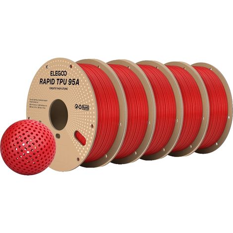 Filamento TPU, diametro 1,75 mm, elevata flessibilità, rosso, 5 kg (1/2)