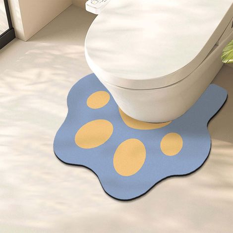 Tapis De Toilette - 55 x 50 cm - En Polyester Bleu - Antidérapant Avec Dos En Caoutchouc - Pour Enfants Écoles Et Salle De Bains Publiques - 1 Pièce (1/5)