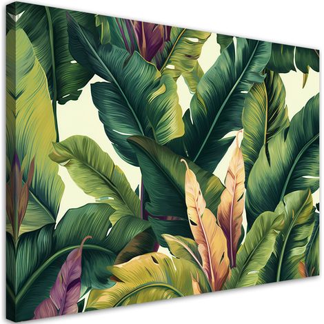 Tableau sur toile Feuilles tropicales colorées 90x60 (1/5)