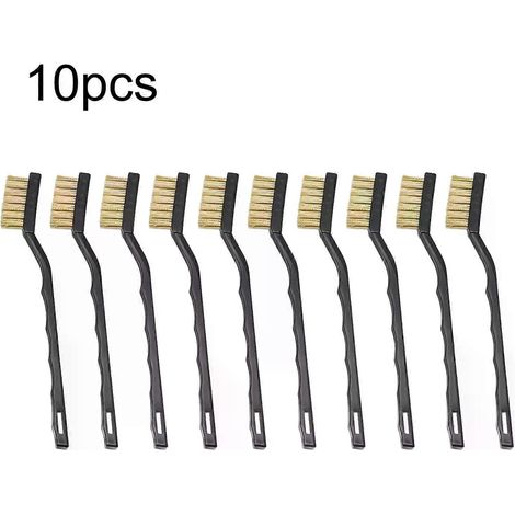 10 Stück 7-Zoll-Rostentfernungsbürsten, Messingreinigungs- und Polierbürsten, Metallbürsten aus Messingdraht, Stahldraht und Nylon, Reinigungswerkzeuge für Heimwerkersets (1/4)