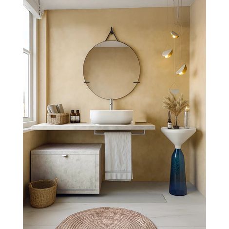 Exagonshop Mobile bagno Grigio caldo 80x50 Thema con Top e lavabo