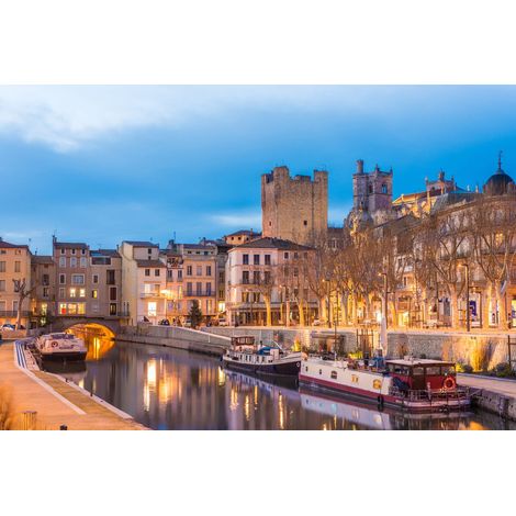 Tableau sur toile Narbonne de nuit 45x65 cm - Impression sur Toile Murale Décorative - Image imprimée en HD sur Toile - Toile sur Châssis en Bois FSC - Fabriqué en France (1/4)