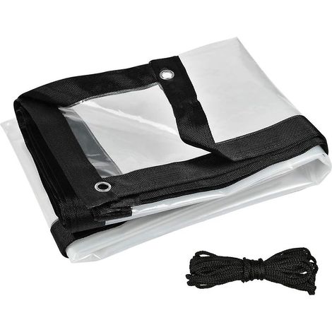 Bâche transparente imperméable avec œillets et corde - Bâche de protection extérieure imperméable pour balcon, abri de jardin, serre, etc. (1/5)