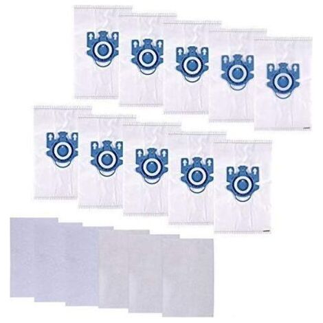Sac Aspirateur pour Miele GN, Sac Aspirateur Miele Complete C3, Complete C2 et Classic C1, Hyclean 3D Efficiency Miele (10 Sacs + 6 Files)