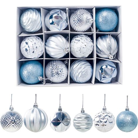 Bola De Adorno Navideña - Plástico Inastillable - Azul - Para Árbol De Navidad Fiesta Boda Decoración - 12 Unidades (1/5)