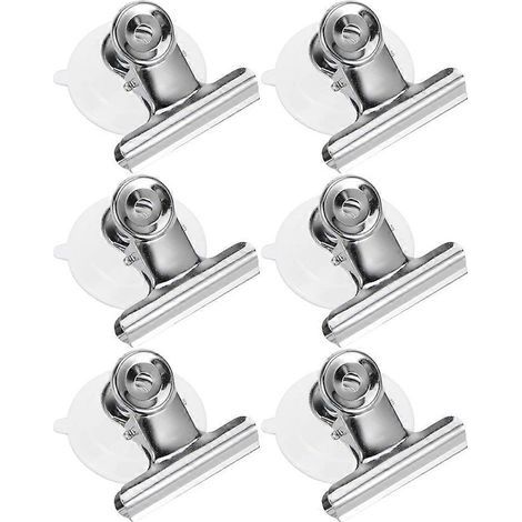 Set mit 6 runden Saugnapfclips zum Aufhängen von Wohnaccessoires – 5,8 x 4 cm – Silber (1/2)